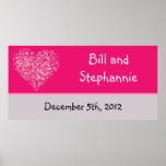 22.5"x7.5" Personalised Banner Pink Floral Petals Posters