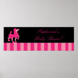 22.5"x7.5" Personalised Banner Pink Poodle Paris