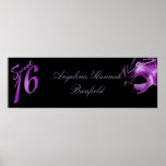 22.5"x7.5" Personalised Banner Sweet 16 Purple