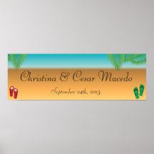 22.5"x7.5" Personalized His/Hers Sandals On Beach Poster