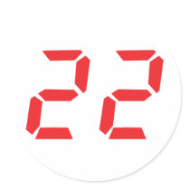 22 twenty-two red alarm clock digital number round sticker
