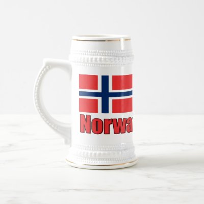 22oz White\Gold Stein Norway\Flag Coffee Mug by sat728sweden