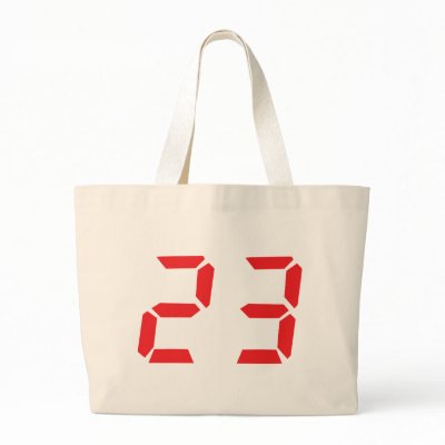 23 twenty-three red alarm clock digital number bag by Tomaniac