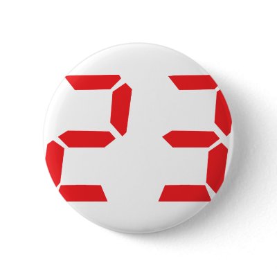23 twenty-three red alarm clock digital number pins by Tomaniac