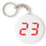 23 twenty-three red alarm clock digital number keychains