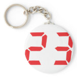 23 twenty-three red alarm clock digital number key chain