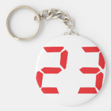23 twenty-three red alarm clock digital number key chain