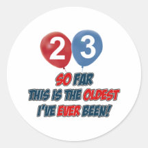 23rd year birthday designs round stickers