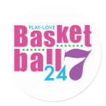 24/7 Basketball Round Sticker