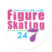 24/7 Figure Skating Round Sticker