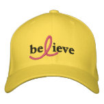 ($24.95) Believe Breast Cancer Ribbon Hat embroidered hats