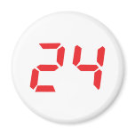 24 twenty-four red alarm clock digital number fridge magnets