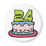 24 Year Old Birthday Cake magnets