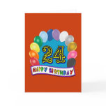 24th Birthday Gifts with Assorted Balloons Design Greeting Cards