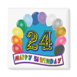 24th Birthday Gifts with Assorted Balloons Design Refrigerator Magnets