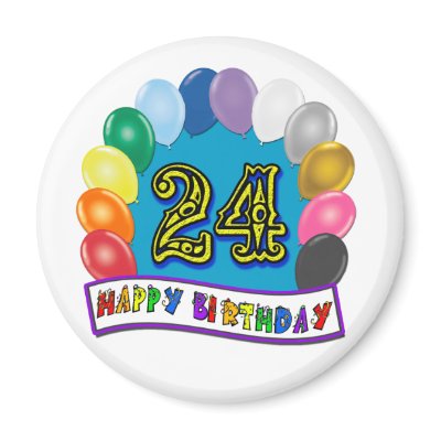 24th Birthday Gifts with Assorted Balloons Design Fridge Magnets by BirthdayZone