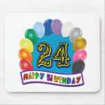 24th Birthday Gifts with Assorted Balloons Design Mouse Mat
