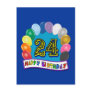 24th Birthday Gifts with Assorted Balloons Design Postcards