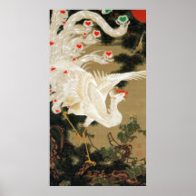 25. 老松白鳳図, 若冲 Pine-tree & Phoenix, Jakuchu Print