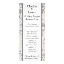 25 4 x 9 Wedding Program Grey Flourish Swirls Customized Rack Card
