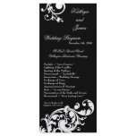 25 4x9 Wedding Program Black White Floral Filigree Full Color Rack Card