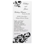25 4x9 Wedding Program Black White Floral Filigree rack cards