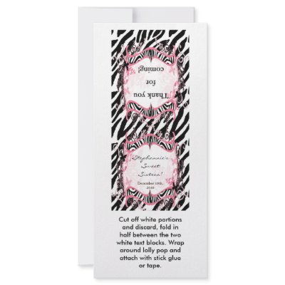 25 Lollipop Topper Girly Butterfly Zebra Print by AnnLeeDesigns