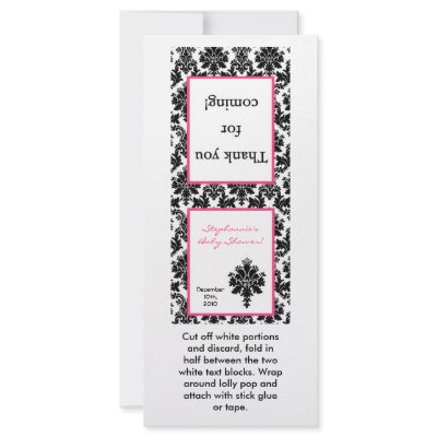 25 Lollipop Topper Hot Pink Black Damask by AnnLeeDesigns