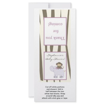 25 Lollipop Topper Jacana Girl Jungle Zoo Animal Full Color Rack Card by KammieLand