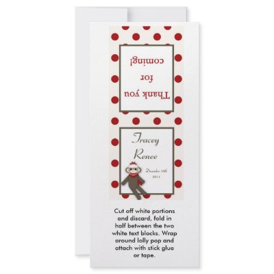 25 Lollipop Topper Red Sock Monkey by AnnLeeDesigns
