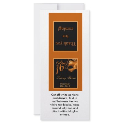 25 Lollipop Topper Sweet 16 Orange Black by AnnLeeDesigns