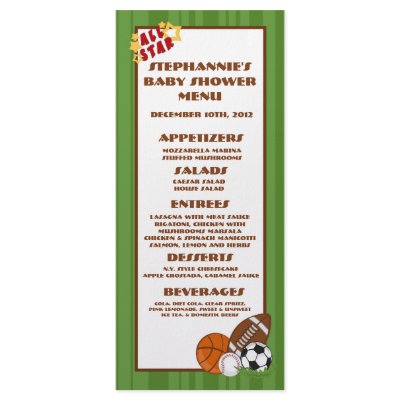 25 Menu Cards All Star Green Rack Card by AnnLeeDesigns
