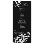 25 Menu Cards Black White Floral Filigree Flower Customized Rack Card