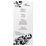 25 Menu Cards Black White Floral Filigree Flower Rack Card