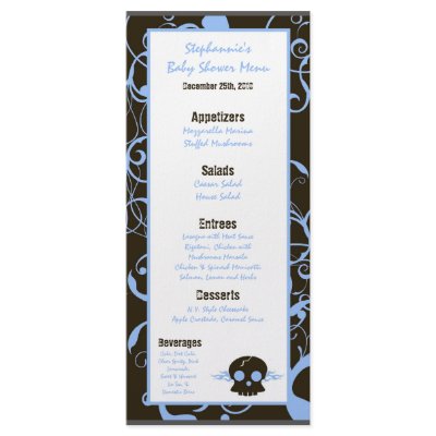 25 Menu Cards Boy Blue Punk Rock Skull Flame by thepapergenius