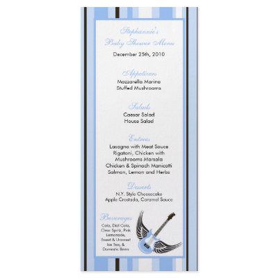 25 Menu Cards Boy Blue Punk Rocker Guitar by thepapergenius