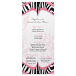 25 Menu Cards Girly Butterfly Zebra Print Pattern
