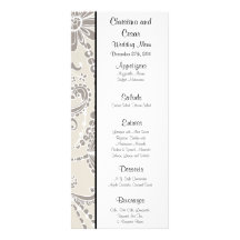 25 Menu Cards Grey Flourish Swirls Custom Rack Cards