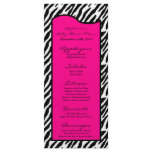 25 Menu Cards Hot Pink Zebra Print