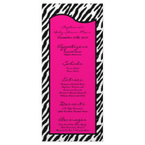 25 Menu Cards Hot Pink Zebra Print
