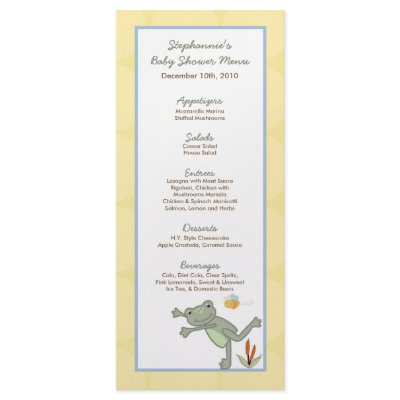 25 Menu Cards Leap Frog Turtle Bee Dragonfly Pond by AnnLeeDesigns