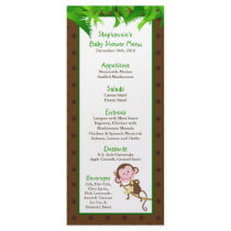 25 Menu Cards Monkey Swing Jungle Safari Zoo Anima