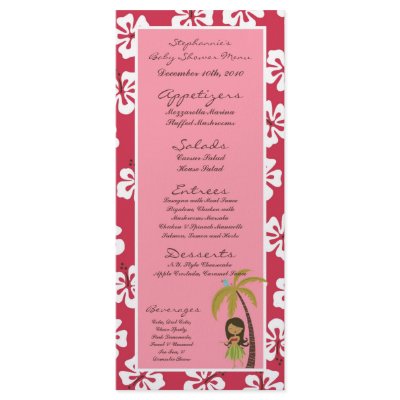 25 Menu Cards Pink Hawaiian Luau Tropical by AnnLeeDesigns