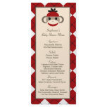 25 Menu Cards Red Sock Monkey argyle