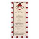 25 Menu Cards Red Sock Monkey