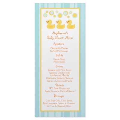 25 Menu Cards Rubber Ducky Bubbles by AnnLeeDesigns