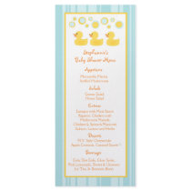 25 Menu Cards Rubber Ducky Bubbles