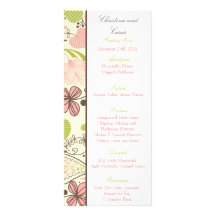 25 Menu Cards Spring Pink/Green Floral Custom Rack Cards