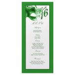 25 Menu Cards Sweet 16 Green Party