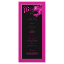 25 Menu Cards Sweet 16 Hot Pink Black Party